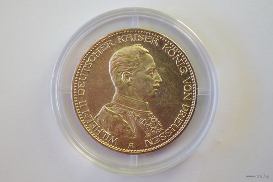 3 марки 1914. Пруссия. Вильгельм в мундире.