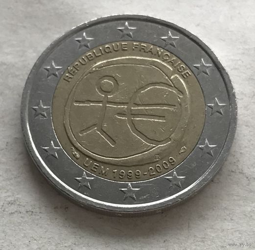 Франция 2 евро 2009 - 10 лет монетарной политики ЕС (EMU) и введения евро