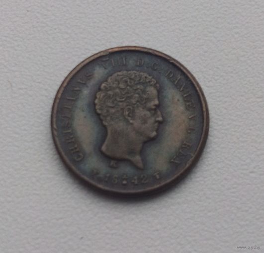 ДАНИЯ  1/5 ригсбанкскиллинг 1842 г.
