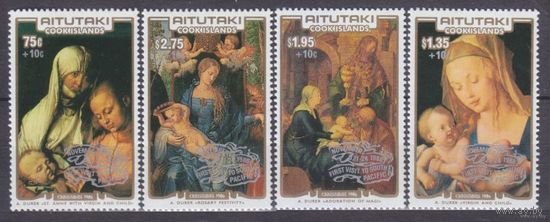 1986 Аитутаки 601-604 Живопись - Надпечатка MNH.