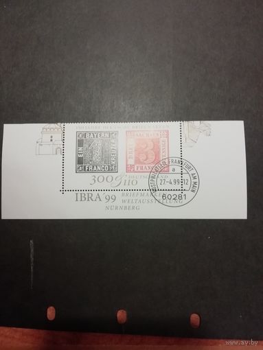 Германия. 1999 Марка из блока Mi.46 "150 лет немецкой марке" (гашеная с клеем) Mi.2041 каталог 7.50 евро