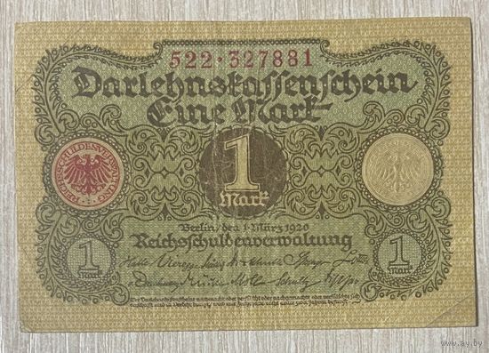 Банкнота 1 марка 1920 год. Веймарская республика. С рубля без МЦ.