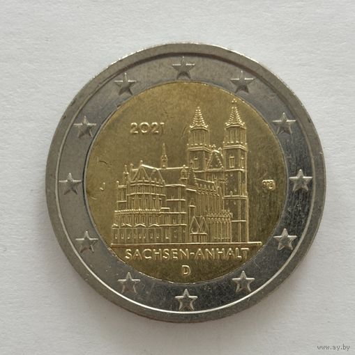 2 евро Германия 2021 Саксония-Ангальт J