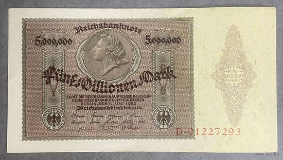 Банкнота 5000000 марок 1923 год. Веймарская республика.