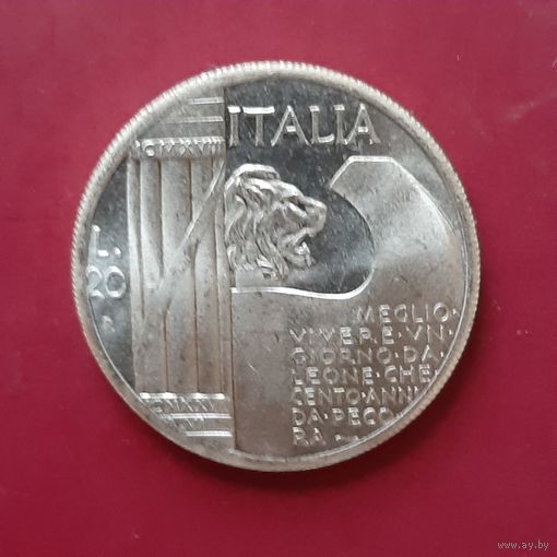 Италия. монетовидный жетон. 20 лир 1943 г. Муссолини MCMXLIII ITALIA.