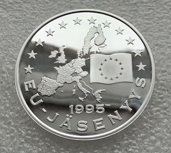 История Финляндии. Членство ЕС 1995 г. Серебро. Проба.