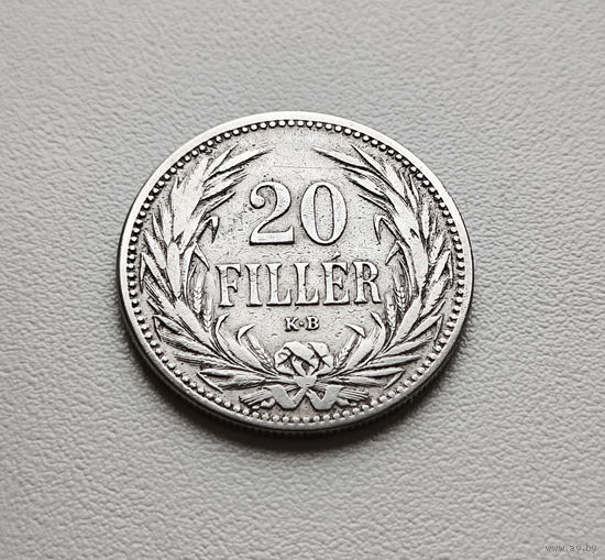 20 филлеров 1893г., Франц Иосиф I, Австрия, Кремница, лот ав-1,7