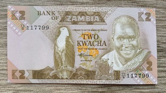 Werty71 Замбия 2 квача 1980 1988 UNC банкнота