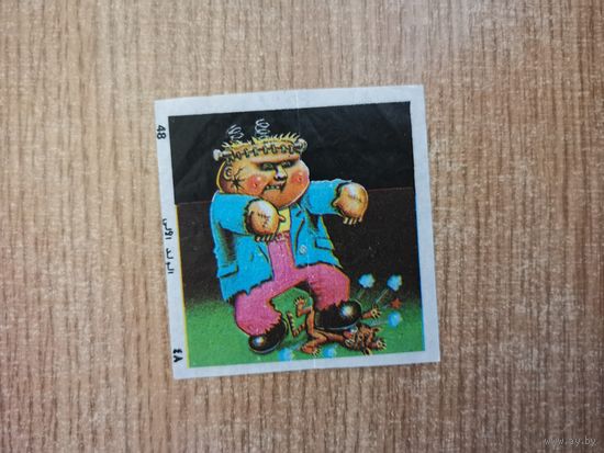 Вкладыш от жвачки - Дети-отбросы /  Garbage Pail Kids / Винтажная МУСОРНАЯ БАНДА Сирийский ФРЭНК N STEIN Нежить фантик / FRANK N STEIN