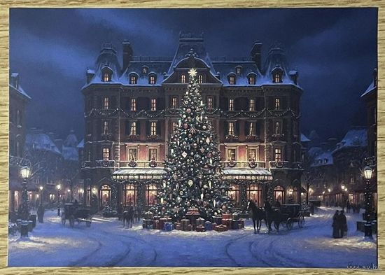 Открытка новогодняя чистая 10х15 см.