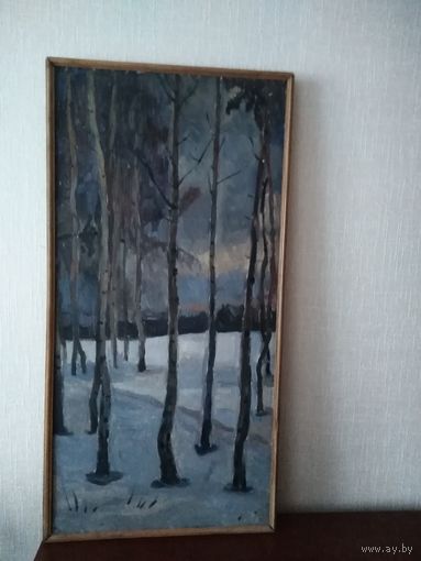 Старая картина 40х90 холст масло