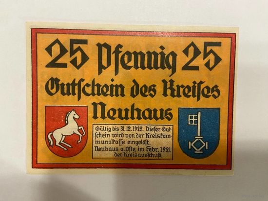 25 пфеннингов (нотгельды) 1921 г. Германия.