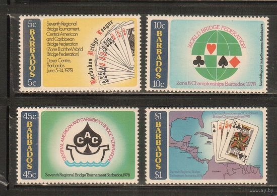 Барбадос-1976(Мих.444-447)  **  , Карты, Бридж