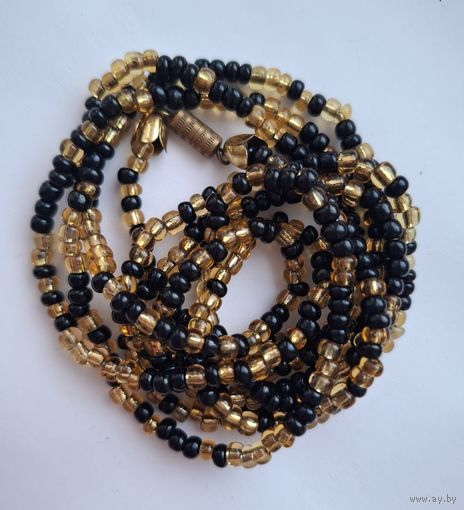 Длинные бусы. Цветное стекло. Бисер. Застёжка.  Чехословакия