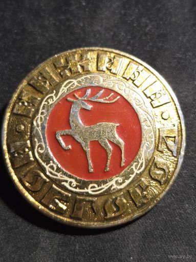 ЗНАЧОК СССР НИЖНИЙ НОВГОРОД ОЛЕНЬ ГЕРБ ГОРОДА ЭМБЛЕМА