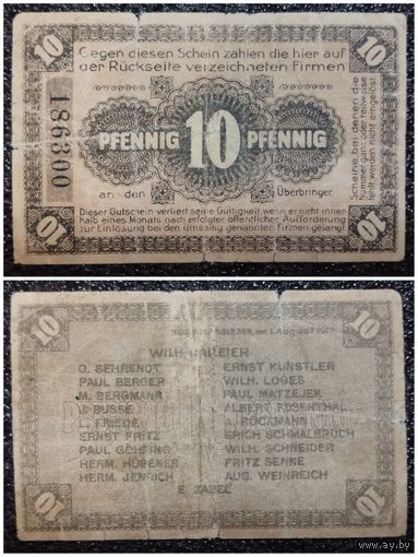Нотгельд 10 пфеннигов 1919 г. Германия (с номером)