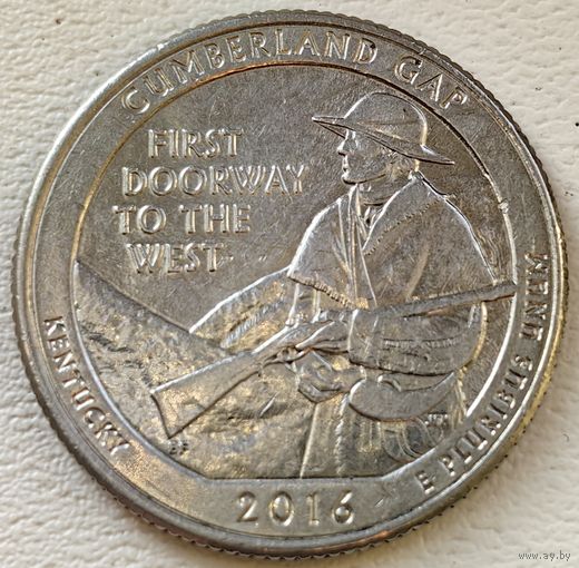 США 25 центов (квотер) 2016 D Cumberland Gap Kentucky
