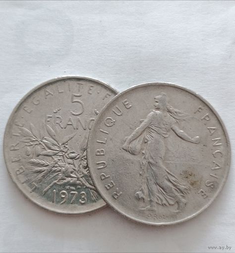 Франция. 5 франков 1973 года.