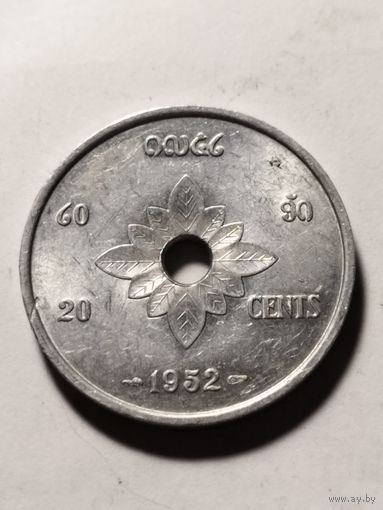 Лаос 20 центов 1952