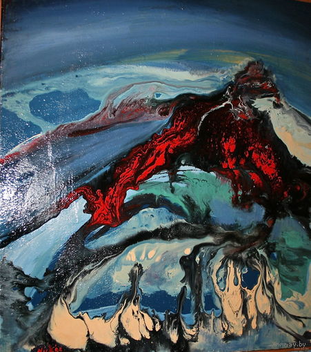 Авторская работа Абстракция Европа 1999г подписная Composition in red blue