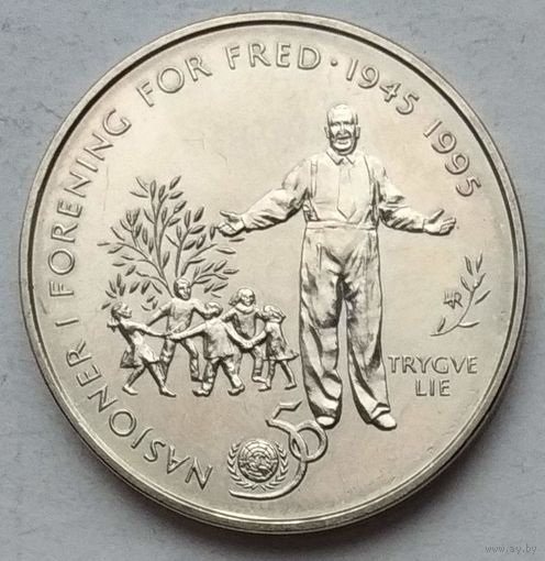 Норвегия 5 крон 1995 г. 50 лет ООН. В холдере