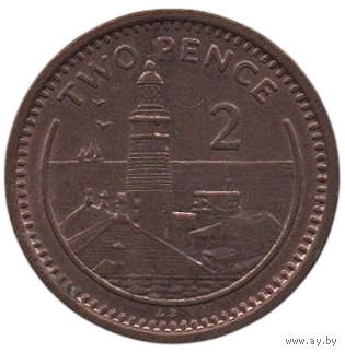 Заморская Территория Гибралтар. 2 пенса 1989 АВ. Маяк.