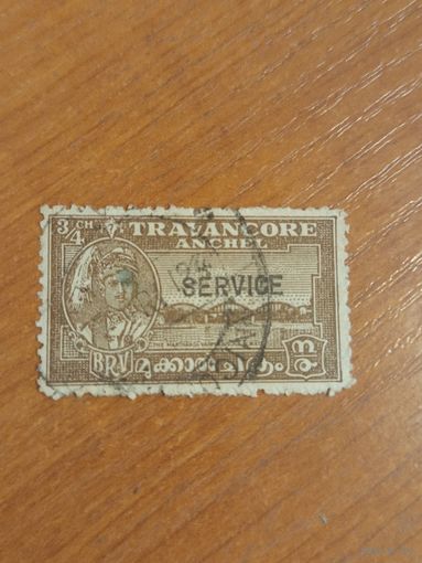 Британская колония Индия локальный выпуск княжество Траванкор служебная архитектура железнодорожный мост (2-8)