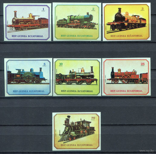 Экваториальная Гвинея - 1978г. - Локомотивы - полная серия, MNH, 1 марка с отпечатком на клее [Mi А 1361 - А 1367] - 7 марок