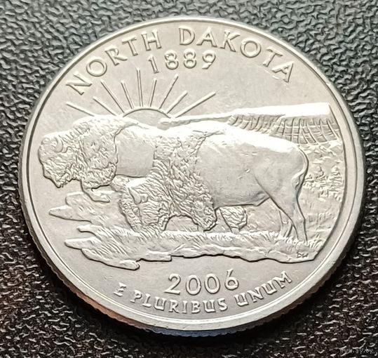 США 1/4  доллара, 2006 Квотер штата Северная Дакота   P    ( 1-4-4 )