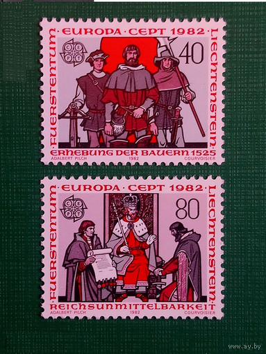 Лихтенштейн 1982 Европа CEPT СЕПТ Исторические документы и события П/с MNH OG\\АР