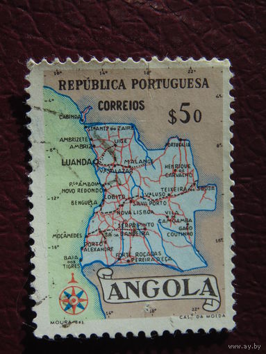 Португальская Ангола 1955 г. Карта.