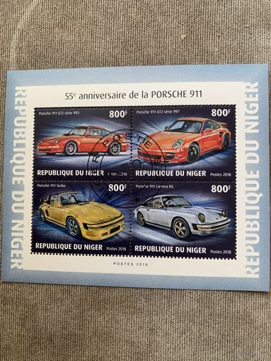 Нигер 2018. Автомобили Porsche. Малый лист