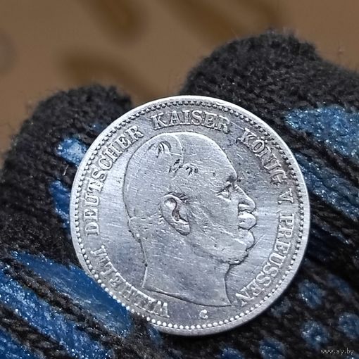2 марки ( 1876г.) Вильгельм 1. М.Д.(С).Пруссия.Серебро.Сохран