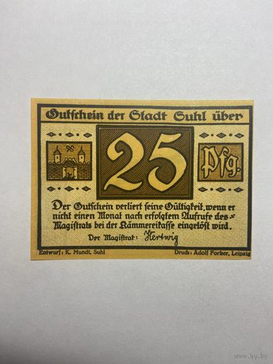 25 пфенингов (нотгельды) г. Германия.-1012