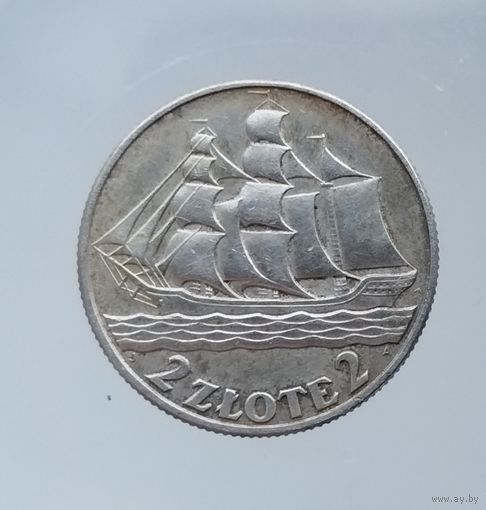 2 злотых 1936 год . Кораблик.