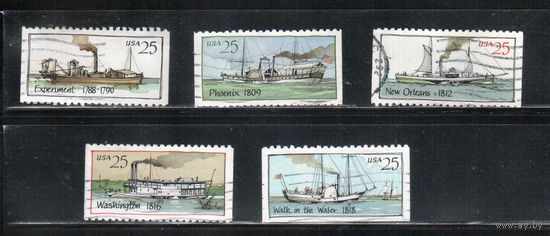 США-1989, (Мих.2031-2035),  гаш., Флот, Корабли (полная серия) (2)