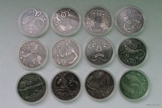 Зодиакальный гороскоп , Знаки Зодиака , Комплект 12 монет м\н , 1 рубль. 2015 год . 1*12 = 12 руб. Водолей , Рыбы , Овен , Телец , Близнецы , Рак , Лев , Дева , Весы , Скорпион , Стрелец , Козерог