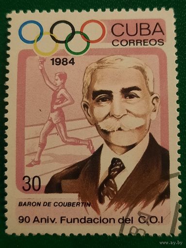 Куба 1984. Барон де Кубертен. Марка из серии