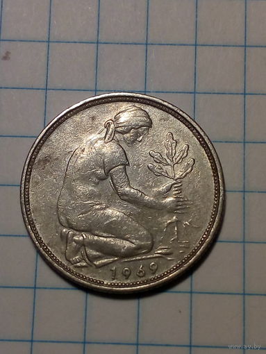 50 пфеннигов Германия 1969 F