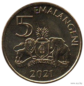 КОРОЛЕВСТВО ЭСВАТИНИ. 5 ЭМАЛАГЕНИ 2021. СЛОН. ЛЕВ. Новое название государства- ESWATINI