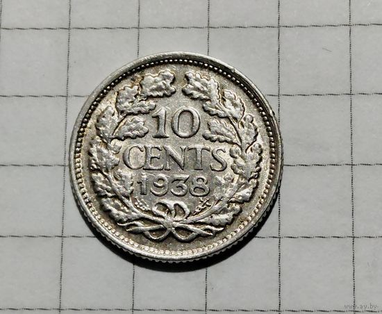 Нидерланды 10 центов 1938г