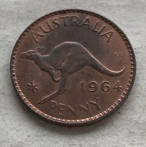 Австралия 1 пенни 1964 Елизавета II (Мельбург - без точки) - последний год чекана!
