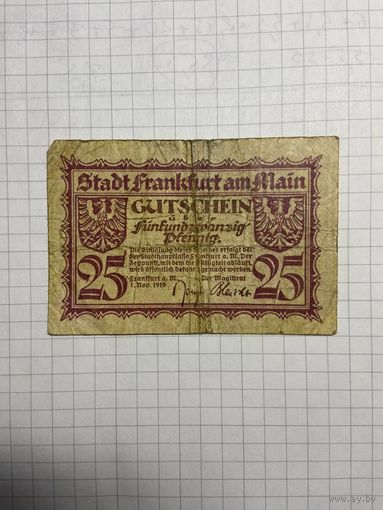 Нотгельд 25 пфеннигов 1921 год. -2112