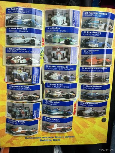 20  наклеек Formula Cars