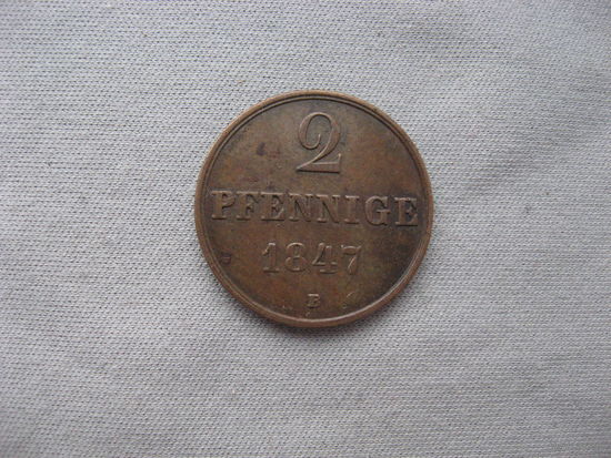 Ганновер 2 пфеннига 1847 год