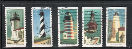 США-1990, (Мих.2085-2089),   гаш. , Маяки (полная серия)(3)