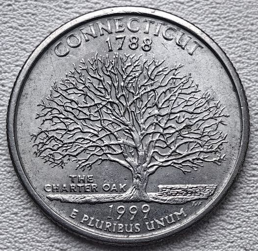 США 25 центов (квотер) 1999 Р Connecticut