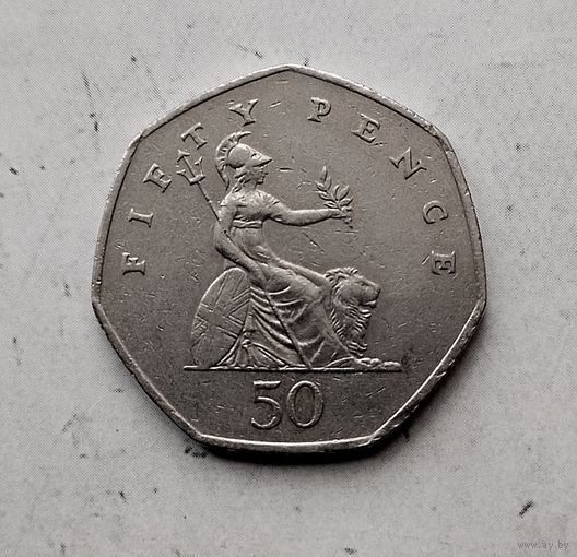 50 пенсов 1997 года Великобритания. Королева Елизавета 2. Красивая монета!