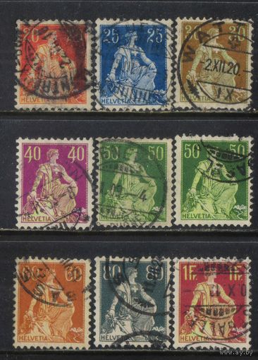 Швейцария 1908-15 Вып Сидящая Швейцария Стандарт #102-4,106-7,109,140-1