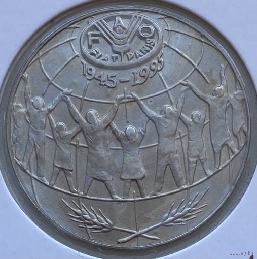 Андорра 25 сантимов 1995 г. 50 лет Продовольственной программе (ФАО). В холдере